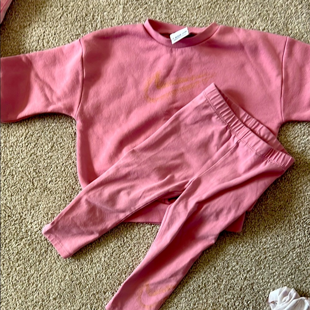 Pink Nike Sweatshirt and Leggings Set